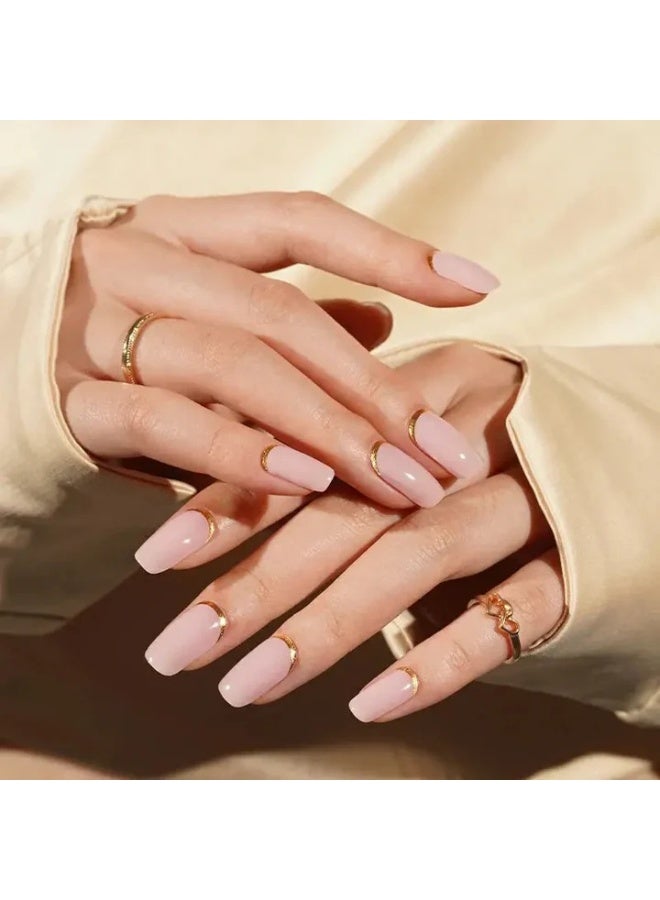 مجموعة كاملة من ملصقات جل الأظافر الممتازة مع معالجة بالأشعة فوق البنفسجية/LED | مجموعة عالية الجودة مع مبرد أظافر، ووسادات تنظيف، وأدوات خشبية، بجودة صالونات التجميل، سهلة الإزالة - Image 4